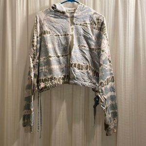 Tie dye cropped balloon sleeve hoodie
